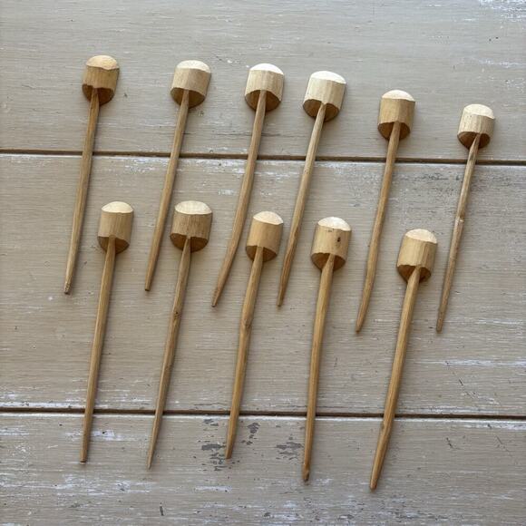 Set of 11 rustic hand-carved Mexican Folk Art Native Wooden Coffee Spoons - Picture 11 of 11